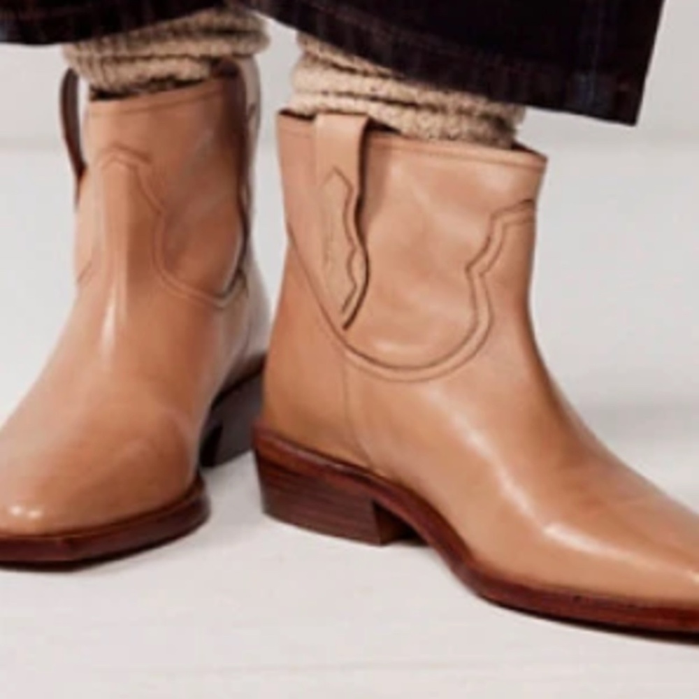 Free People Sunday Saloon Ankle Boots in Tan NEW
